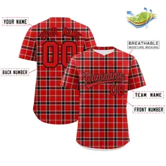 Red Plaid Authentic Baseball Jersey 2