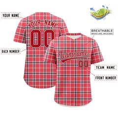 Red Plaid Authentic Baseball Jersey 2