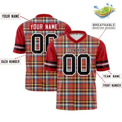 Red Plaid Pattern Authentic Football Jersey 2