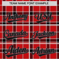 Red Plaid Varsity Full-Snap Letterman Baseball Jacket 3