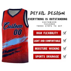 Red Powder Blue and Navy Graffiti Basketball Jersey 2