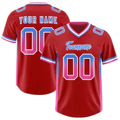Red Powder Blue and Pink Gradient Sides Football Jersey 1