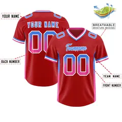 Red Powder Blue and Pink Gradient Sides Football Jersey 2