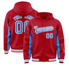 Red Powder Blue Color Block Varsity Letterman Jacket Hoodie 1