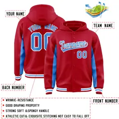 Red Powder Blue Color Block Varsity Letterman Jacket Hoodie 4