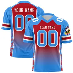Red Powder Blue Gradient Side Pattern Football Jersey 1