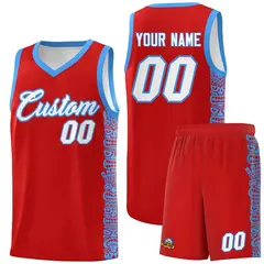 Red Powder Blue Indians Pattern Basketball Uniform Jersey 1