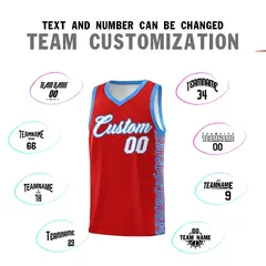 Red Powder Blue Indians Pattern Basketball Uniform Jersey 4