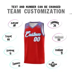 Red Powder Blue Indians Print Basketball Jersey 4
