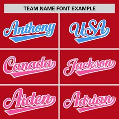 Red Powder Blue-Pink Gradient Font Side Baseball Jersey 3