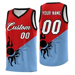 Red Powder Blue Radiant Sun Two Tone Basketball Jersey 1