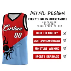 Red Powder Blue Radiant Sun Two Tone Basketball Jersey 3