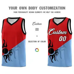 Red Powder Blue Radiant Sun Two Tone Basketball Jersey 4