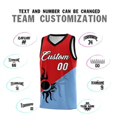 Red Powder Blue Radiant Sun Two Tone Basketball Jersey 5