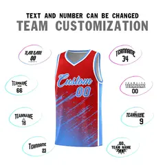Red Powder Blue Splash Basketball Uniforms for Teams 4