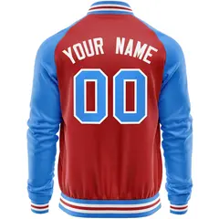 Red Powder Blue Varsity Full-Zip Raglan Letterman Baseball Jacket 6