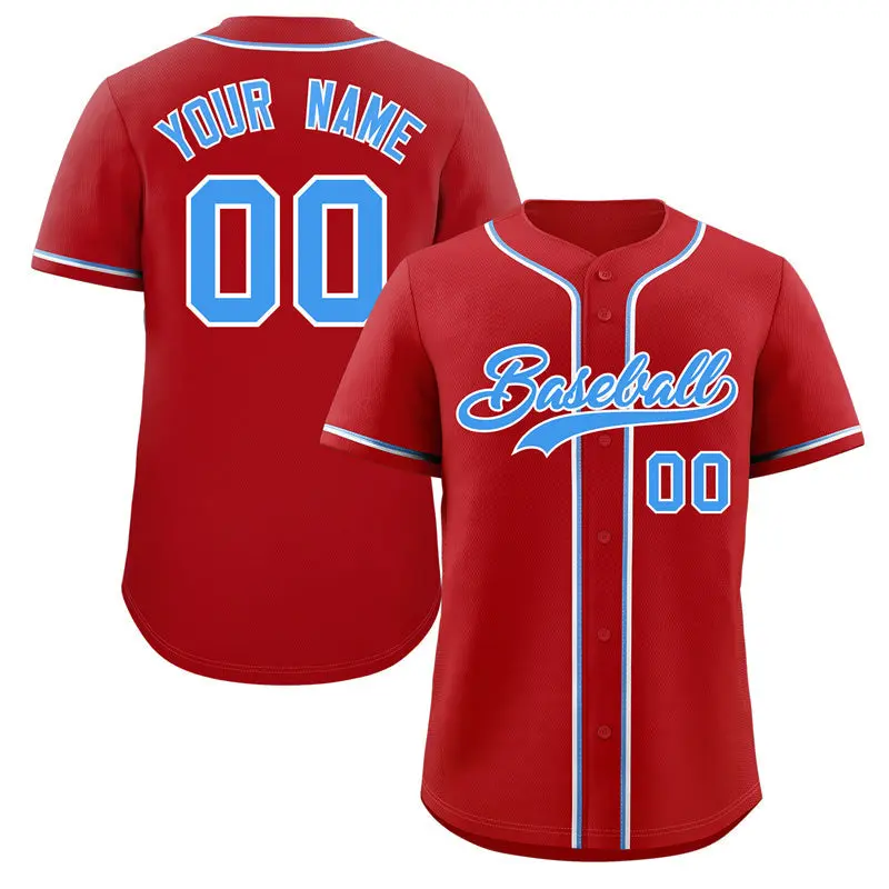 Red Powder Blue-White Classic Authentic Baseball Jersey