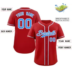 Red Powder Blue-White Classic Authentic Baseball Jersey 2