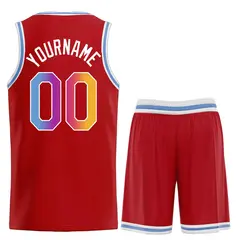 Red Powder Blue-White Classic Heal Sports Basketball Jersey 2