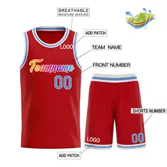 Red Powder Blue-White Classic Heal Sports Basketball Jersey 3
