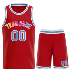 Red Powder Blue-White Curved Classic Sets Basketball Jersey