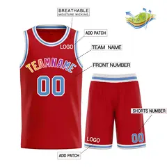 Red Powder Blue-White Curved Classic Sets Basketball Jersey 3
