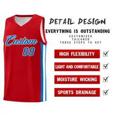 Red Powder Blue-White Mesh Basketball Jersey 4