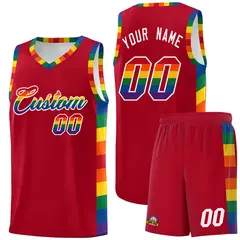 Red Pride Month LGBT Rainbow Basketball Jersey