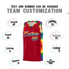 Red Pride Month LGBT Rainbow Basketball Jersey 4