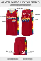 Red Pride Month LGBT Rainbow Basketball Jersey 5