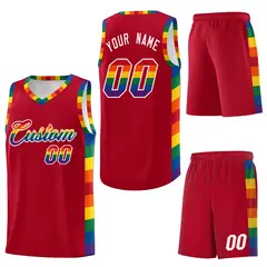 Red Pride Month LGBT Rainbow Basketball Jersey 6