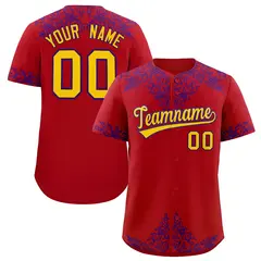 Red Purple Baroque Style Baseball Jersey