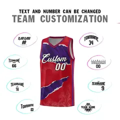 Red Purple-Black Tear Graffiti Sports Basketball Jersey 4