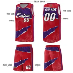 Red Purple-Black Tear Graffiti Sports Basketball Jersey 5
