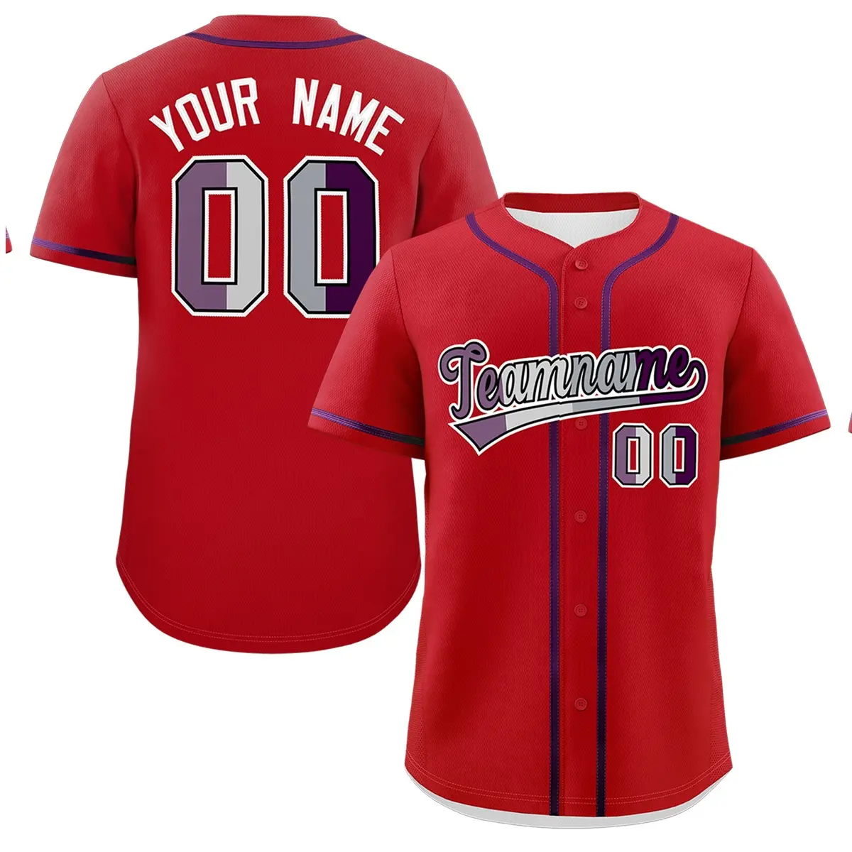 Red Purple Classic Pride Month Genderless Baseball Jersey