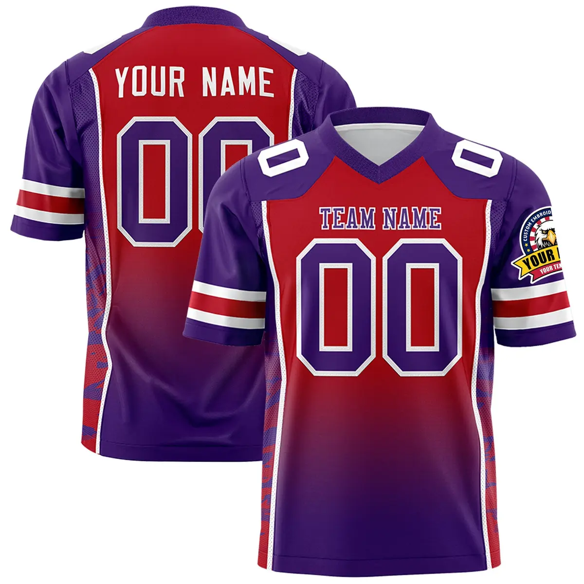 Red Purple Gradient Side Pattern Authentic Football Jersey