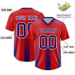 Red Purple Gradient Vertical Stripe Team Football Jersey 2