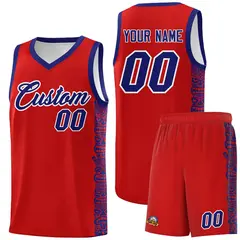 Red Purple Indians Pattern Basketball Uniform Jersey 1