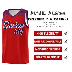 Red Purple Indians Print Basketball Uniform Jersey 2