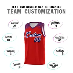 Red Purple Indians Print Basketball Uniform Jersey 4