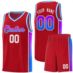 Red Purple-Light Blue Gradient Basketball Jersey 1