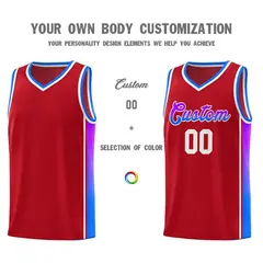 Red Purple-Light Blue Gradient Basketball Jersey 3