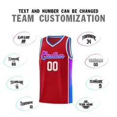 Red Purple-Light Blue Gradient Basketball Jersey 4