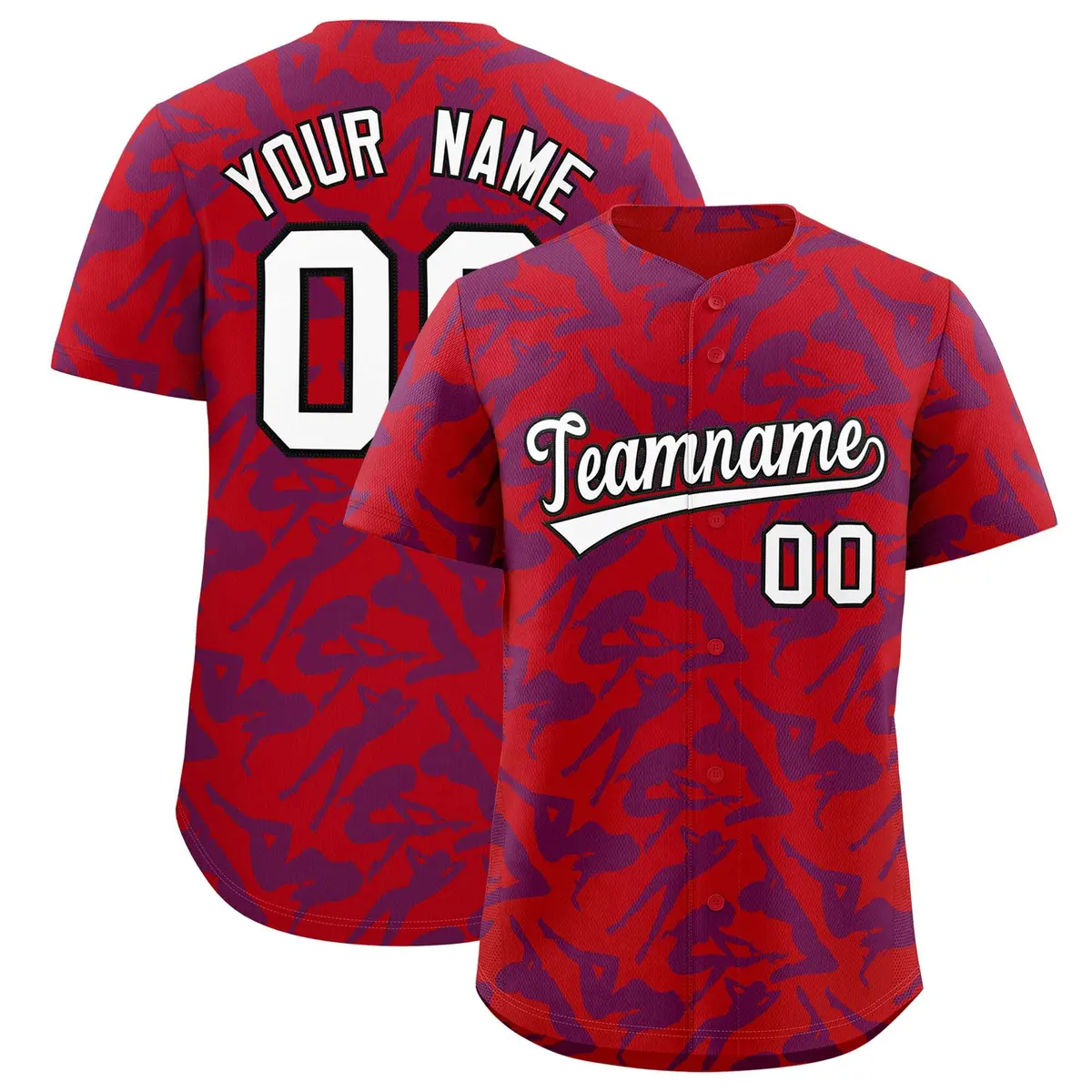 Red Purple Playboy Graffiti Pattern Baseball Jersey