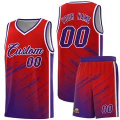 Red Purple Splash Basketball Uniforms for Matches 1