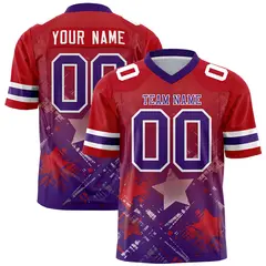 Red Purple Star Gradient Flag Football Jersey 1