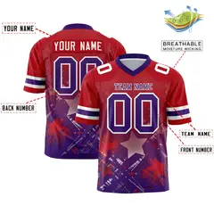 Red Purple Star Gradient Flag Football Jersey 2