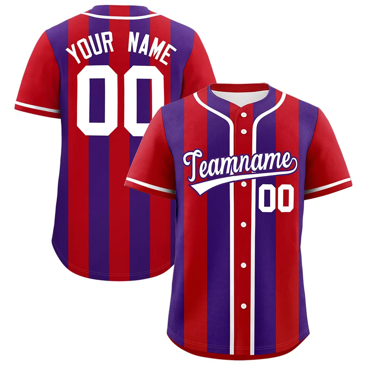 Red Purple Thick Stripe Authentic Baseball Jersey