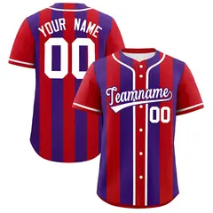 Red Purple Thick Stripe Authentic Baseball Jersey 1