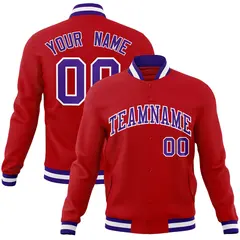 Red Purple-White Classic Varsity Full-Snap Letterman Jacket 1